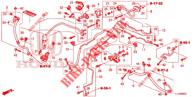 ARIA CONDIZIONATA (FLEXIBLES/TUYAUX) (DIESEL) (LH) per Honda ACCORD DIESEL 2.2 LUXURY 4 Porte 5 velocità automatico 2014