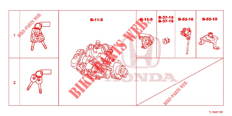 ARREDO CILINDRO CHIAVE(LH)  per Honda ACCORD DIESEL 2.2 LUXURY 4 Porte 5 velocità automatico 2014