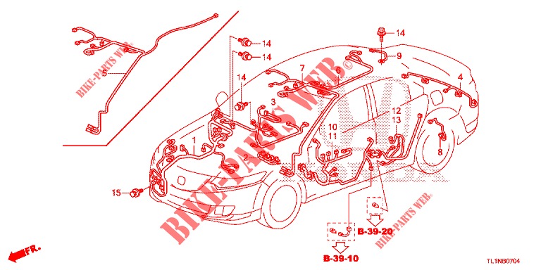 BARDATURA FILO (3) (LH) per Honda ACCORD DIESEL 2.2 LUXURY 4 Porte 5 velocità automatico 2014