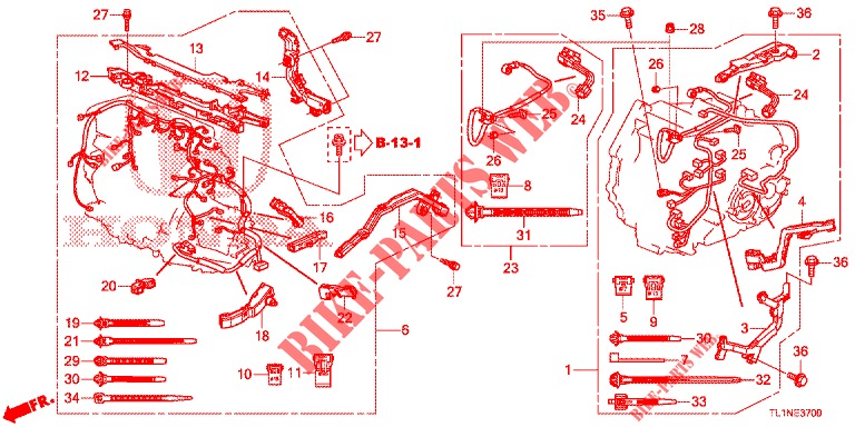 BARDATURA FILO MOTORE (DIESEL) per Honda ACCORD DIESEL 2.2 LUXURY 4 Porte 5 velocità automatico 2014
