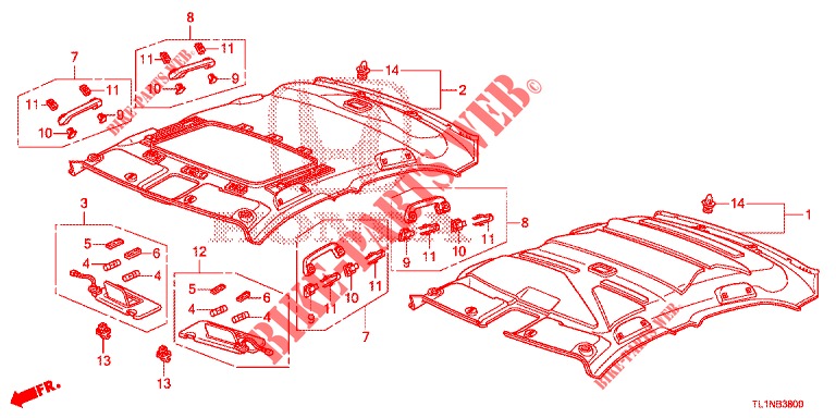FODERA TETTO  per Honda ACCORD DIESEL 2.2 LUXURY 4 Porte 5 velocità automatico 2014