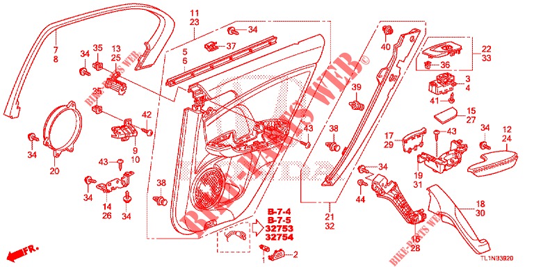 FODERAMENTO PORTIERA(4D)  per Honda ACCORD DIESEL 2.2 LUXURY 4 Porte 5 velocità automatico 2014