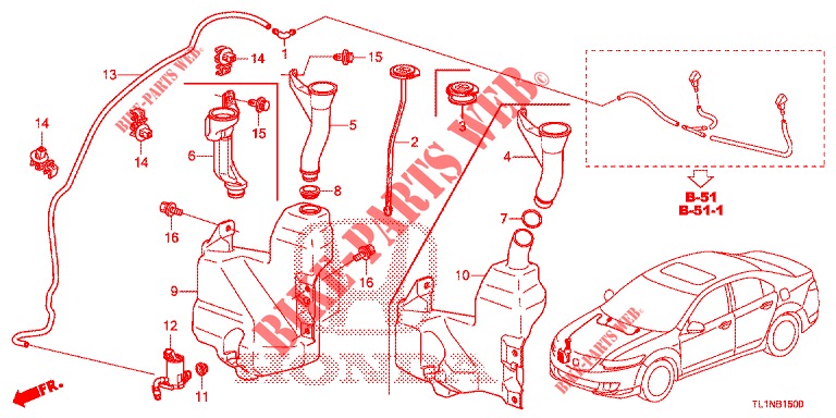 LAVATORE PARAVENTO ANT. (2D)  per Honda ACCORD DIESEL 2.2 LUXURY 4 Porte 5 velocità automatico 2014