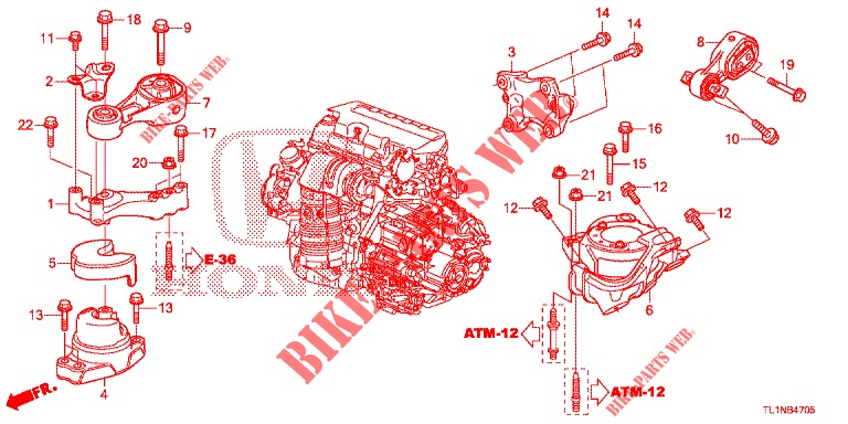 MONTATORI MOTORE (DIESEL) (AT) per Honda ACCORD DIESEL 2.2 LUXURY 4 Porte 5 velocità automatico 2014