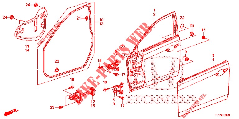 PANNELLI PORTIERE ANT.(2D)  per Honda ACCORD DIESEL 2.2 LUXURY 4 Porte 5 velocità automatico 2014