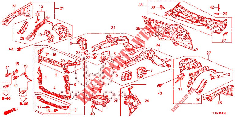PARATIA ANTERIORE/CRUSCOTTO  per Honda ACCORD DIESEL 2.2 LUXURY 4 Porte 5 velocità automatico 2014
