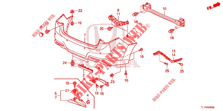 PARAURTI POSTERIORE  per Honda ACCORD DIESEL 2.2 LUXURY 4 Porte 5 velocità automatico 2014