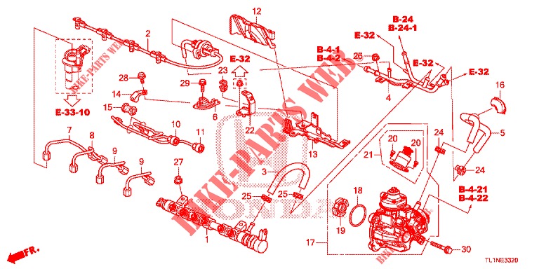 RINGHIERA COMBUSTIBILE/POMPA ALTA PRESSIONE (DIESEL) per Honda ACCORD DIESEL 2.2 LUXURY 4 Porte 5 velocità automatico 2014