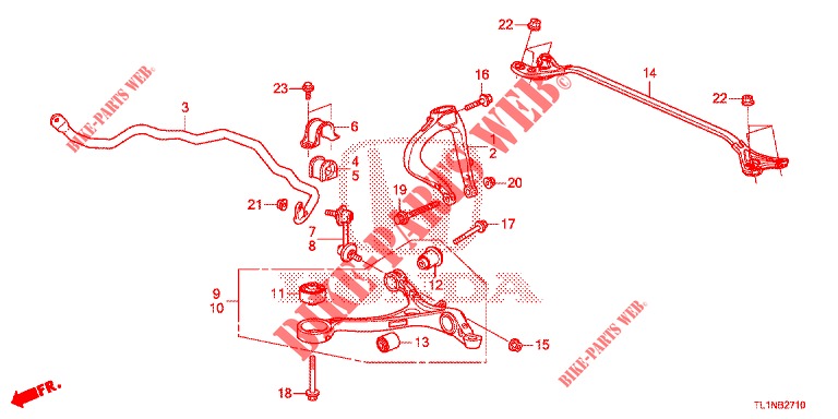 STABILIZZATORE ANTERIORE/BRACCIO INFERIORE ANT.  per Honda ACCORD DIESEL 2.2 LUXURY 4 Porte 5 velocità automatico 2014