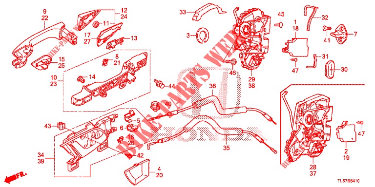 SERRATURE PORTIERE POST./MANIGLIA ESTERNA  per Honda ACCORD TOURER DIESEL 2.2 S 5 Porte 6 velocità manuale 2014