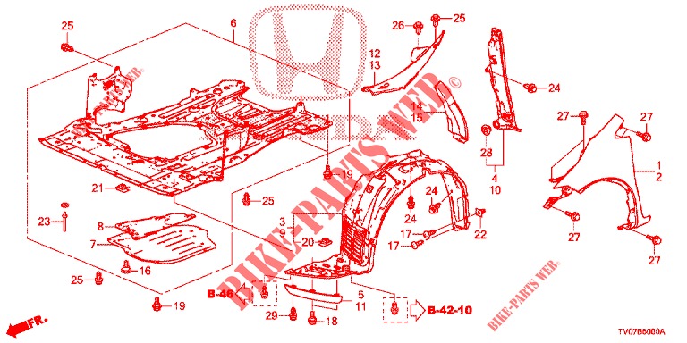 PARAFANGHI ANTERIORI  per Honda CIVIC 1.4 COMFORT 5 Porte 6 velocità manuale 2012