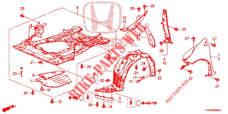 PARAFANGHI ANTERIORI  per Honda CIVIC 1.8 COMFORT 5 Porte 6 velocità manuale 2012