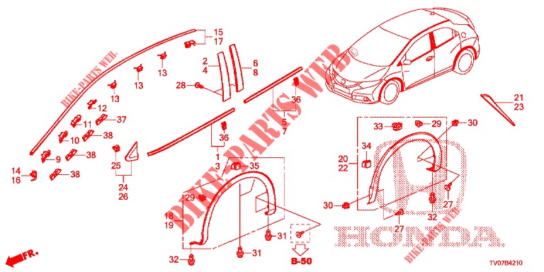 MODANATURA/PROTETTORE  per Honda CIVIC 1.8 S 5 Porte 5 velocità automatico 2012