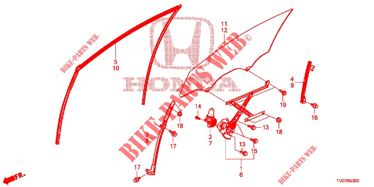 SPORTELLI PORTIERE ANT./REGOLATORE  per Honda CIVIC DIESEL 2.2 ELEGANCE 5 Porte 6 velocità manuale 2012