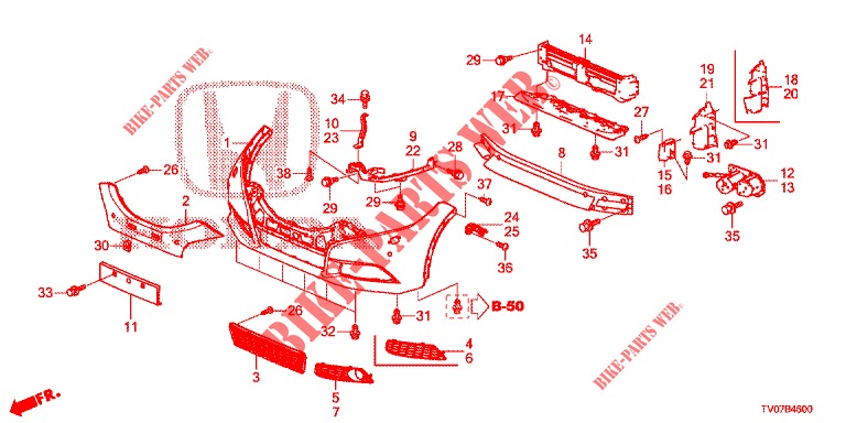 PARAURTI ANTERIORE  per Honda CIVIC DIESEL 2.2 EXCLUSIVE 5 Porte 6 velocità manuale 2012