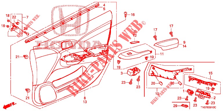 FODERAMENTO PORTIERA ANT. (LH) per Honda CIVIC DIESEL 1.6 EXECUTIVE 5 Porte 6 velocità manuale 2013