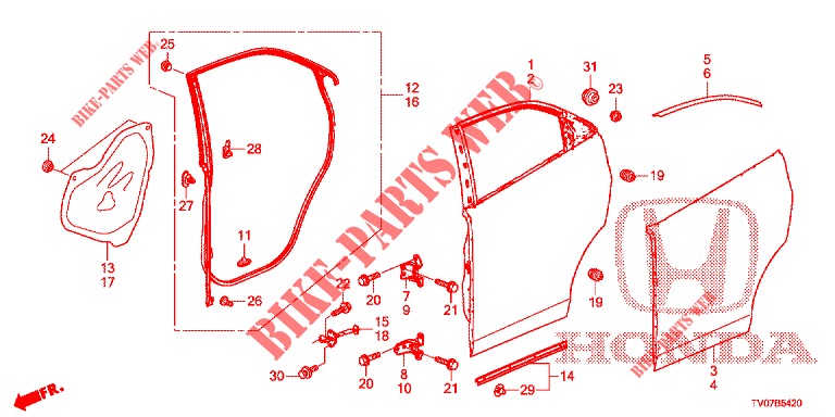 PANNELLI PORTIERE POST.(4D)  per Honda CIVIC 1.8 EXECUTIVE 5 Porte 6 velocità manuale 2013