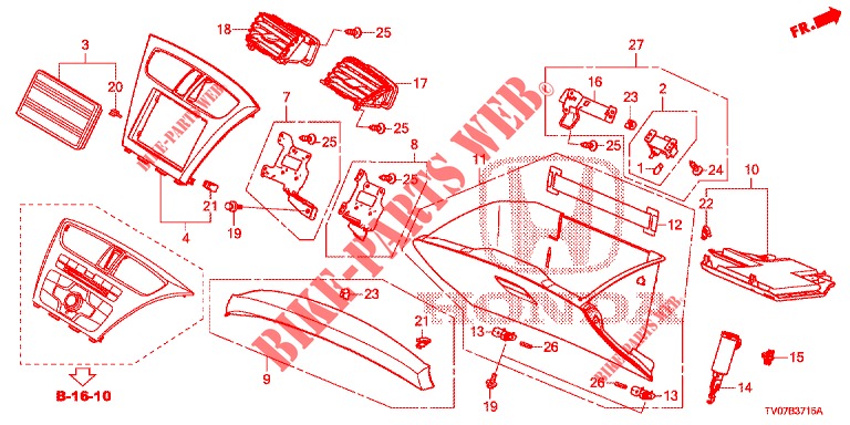 ABBELLIMENTO STRUMENTI (COTE DE PASSAGER) (LH) per Honda CIVIC 1.8 LIFESTYLE 5 Porte 5 velocità automatico 2013