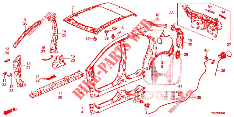 PANNELLI ESTERNI/PANNELLO POSTERIORE  per Honda CIVIC 1.8 LIFESTYLE 5 Porte 5 velocità automatico 2013