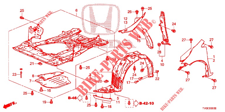 PARAFANGHI ANTERIORI  per Honda CIVIC 1.8 EXECUTIVE 5 Porte 5 velocità automatico 2014