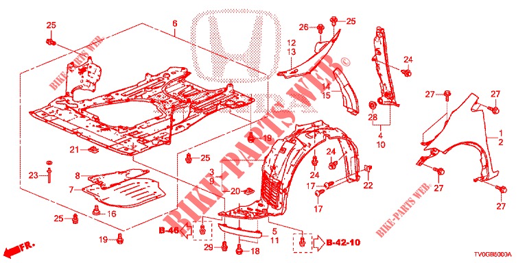 PARAFANGHI ANTERIORI  per Honda CIVIC DIESEL 1.6 EXECUTIVE AUDIOLESS 5 Porte 6 velocità manuale 2015