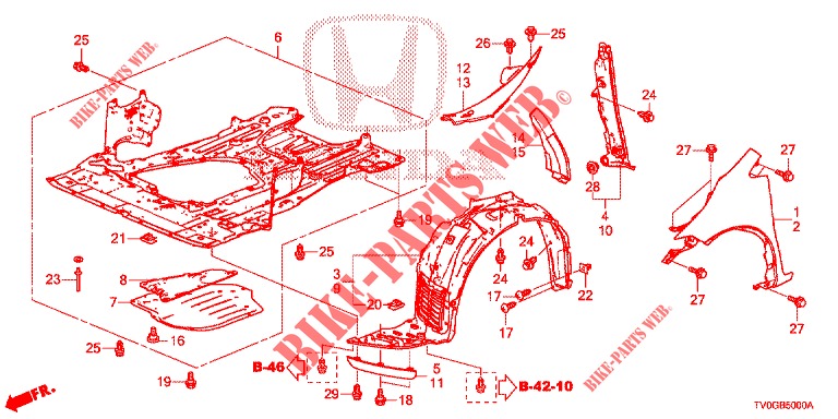 PARAFANGHI ANTERIORI  per Honda CIVIC DIESEL 1.6 EXCLUSIVE 5 Porte 6 velocità manuale 2015