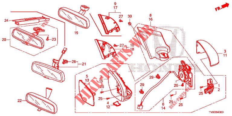 SPECCHIETTO/VISORE DA SOLE  per Honda CIVIC DIESEL 1.6 EXCLUSIVE 5 Porte 6 velocità manuale 2015