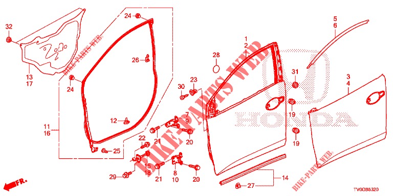 PANNELLI PORTIERE ANT.(2D)  per Honda CIVIC 1.8 EXECUTIVE 5 Porte 5 velocità automatico 2015