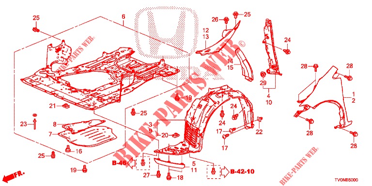PARAFANGHI ANTERIORI  per Honda CIVIC 1.4 COMFORT 5 Porte 6 velocità manuale 2016