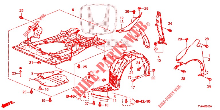 PARAFANGHI ANTERIORI  per Honda CIVIC DIESEL 1.6 EXECUTIVE NAVI EDITION X 5 Porte 6 velocità manuale 2016