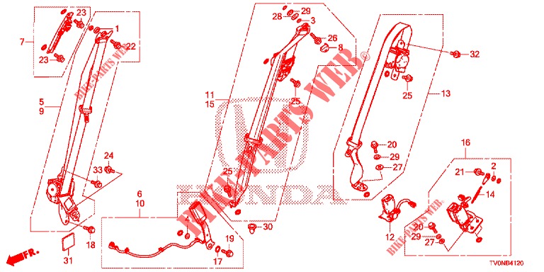 SEDILE ANTERIORE/CINTURE DI SICUREZZA  per Honda CIVIC DIESEL 1.6 EXECUTIVE NAVI EDITION X 5 Porte 6 velocità manuale 2016