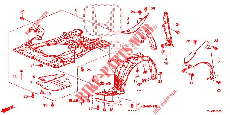 PARAFANGHI ANTERIORI  per Honda CIVIC DIESEL 1.6 INNOVA NAVI 5 Porte 6 velocità manuale 2016