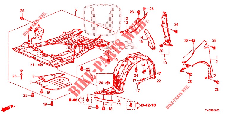 PARAFANGHI ANTERIORI  per Honda CIVIC DIESEL 1.6 LIFSTYLE 5 Porte 6 velocità manuale 2016