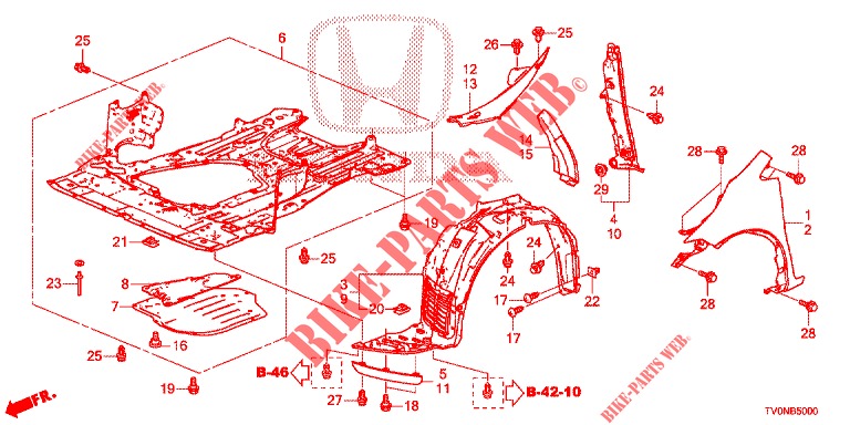 PARAFANGHI ANTERIORI  per Honda CIVIC DIESEL 1.6 S 5 Porte 6 velocità manuale 2016