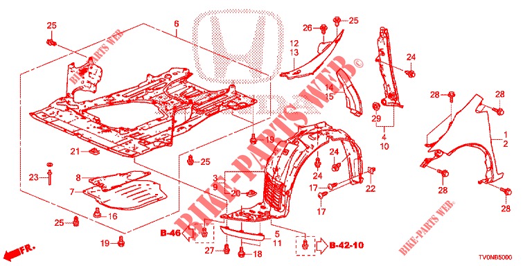 PARAFANGHI ANTERIORI  per Honda CIVIC 1.8 COMFORT 5 Porte 6 velocità manuale 2016