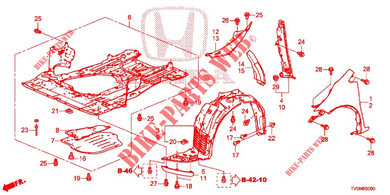 PARAFANGHI ANTERIORI  per Honda CIVIC 1.8 COMFORT 5 Porte 5 velocità automatico 2016