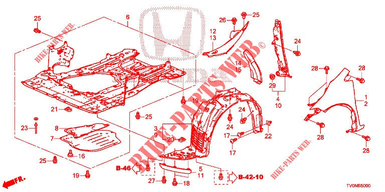 PARAFANGHI ANTERIORI  per Honda CIVIC 1.8 ELEGANCE 5 Porte 5 velocità automatico 2016