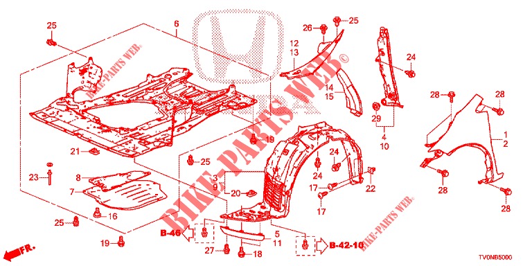 PARAFANGHI ANTERIORI  per Honda CIVIC 1.8 LIFESTYLE 5 Porte 5 velocità automatico 2016