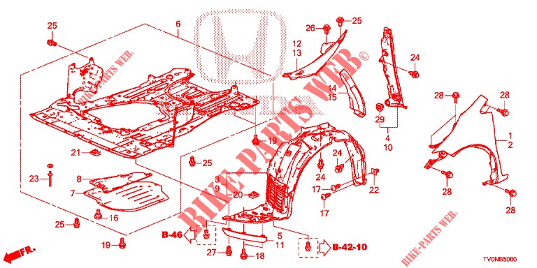 PARAFANGHI ANTERIORI  per Honda CIVIC 1.8 S 5 Porte 6 velocità manuale 2016