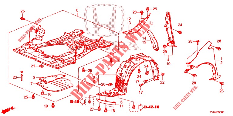 PARAFANGHI ANTERIORI  per Honda CIVIC 1.8 S 5 Porte 5 velocità automatico 2016