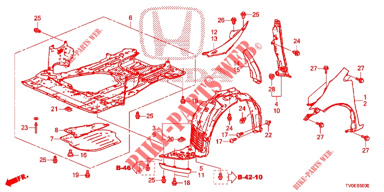 PARAFANGHI ANTERIORI  per Honda CIVIC 1.8 SPORT 5 Porte 6 velocità manuale 2014