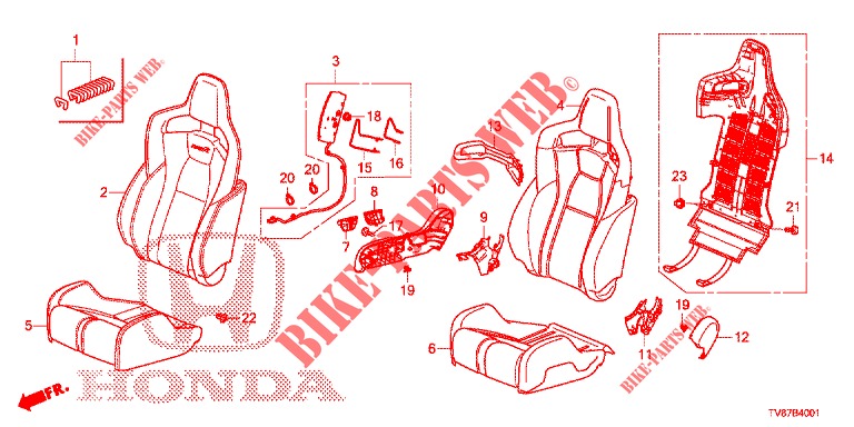 SEDILE ANTERIORE/CINTURE DI SICUREZZA (D.) (LH) per Honda CIVIC TYPE R 5 Porte 6 velocità manuale 2016