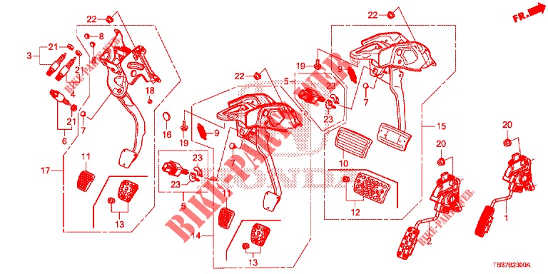 PEDALE (LH) per Honda CIVIC TOURER DIESEL 1.6 COMFORT 5 Porte 6 velocità manuale 2014
