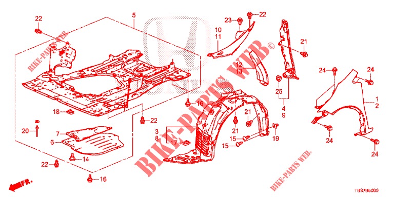 PARAFANGHI ANTERIORI  per Honda CIVIC TOURER DIESEL 1.6 EXECUTIVE 5 Porte 6 velocità manuale 2014
