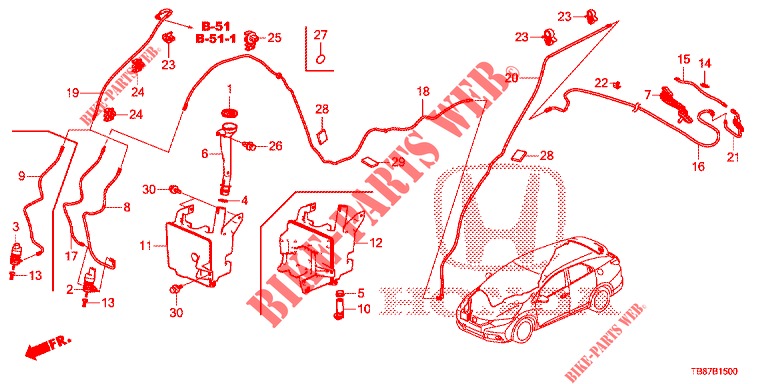 LAVATORE PARAVENTO ANT. (2D)  per Honda CIVIC TOURER DIESEL 1.6 S 5 Porte 6 velocità manuale 2014