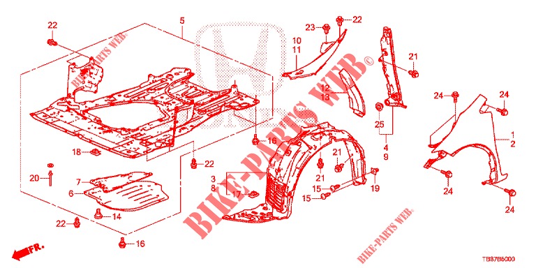 PARAFANGHI ANTERIORI  per Honda CIVIC TOURER 1.8 COMFORT 5 Porte 6 velocità manuale 2014