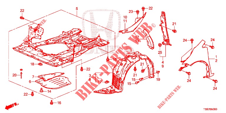 PARAFANGHI ANTERIORI  per Honda CIVIC TOURER 1.8 COMFORT 5 Porte 5 velocità automatico 2014