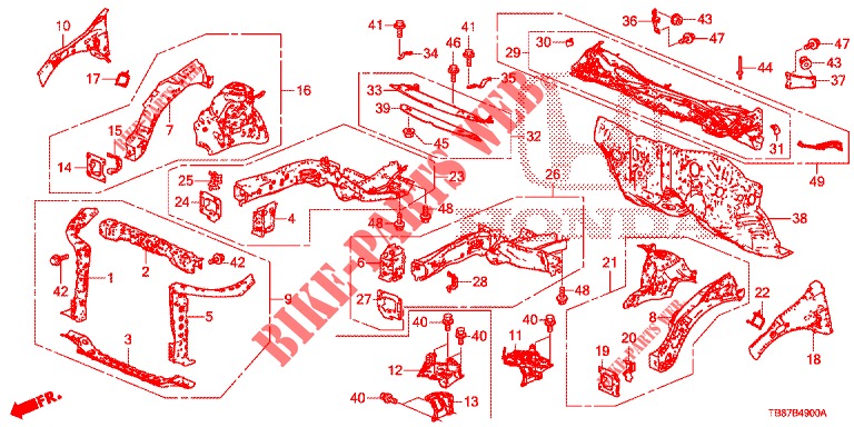 PARATIA ANTERIORE/CRUSCOTTO  per Honda CIVIC TOURER 1.8 EXECUTIVE 5 Porte 6 velocità manuale 2014