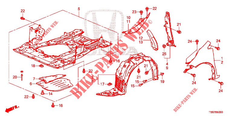 PARAFANGHI ANTERIORI  per Honda CIVIC TOURER 1.8 EXECUTIVE 5 Porte 5 velocità automatico 2014