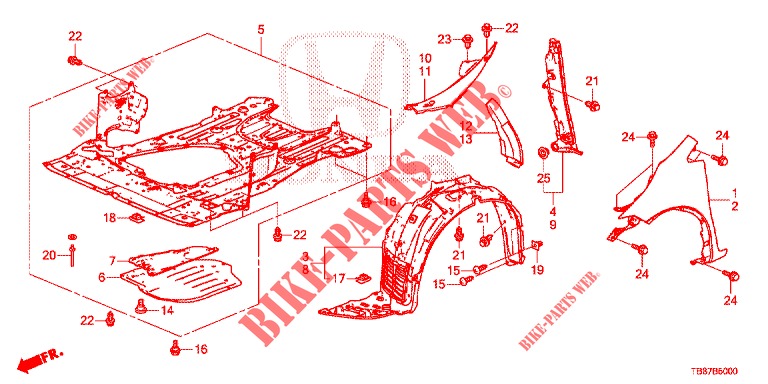 PARAFANGHI ANTERIORI  per Honda CIVIC TOURER 1.8 LIFESTYLE 5 Porte 6 velocità manuale 2014